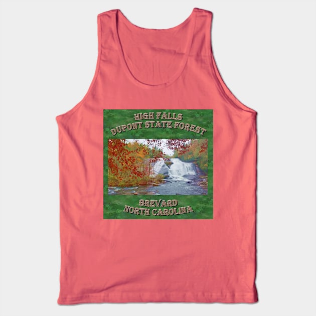 Brevard North Carolina NC High Falls DuPont State Forest - Pretty and Beautiful Waterfall Mountain Nature Scene Tan Letter Version Tank Top by CDC Gold Designs